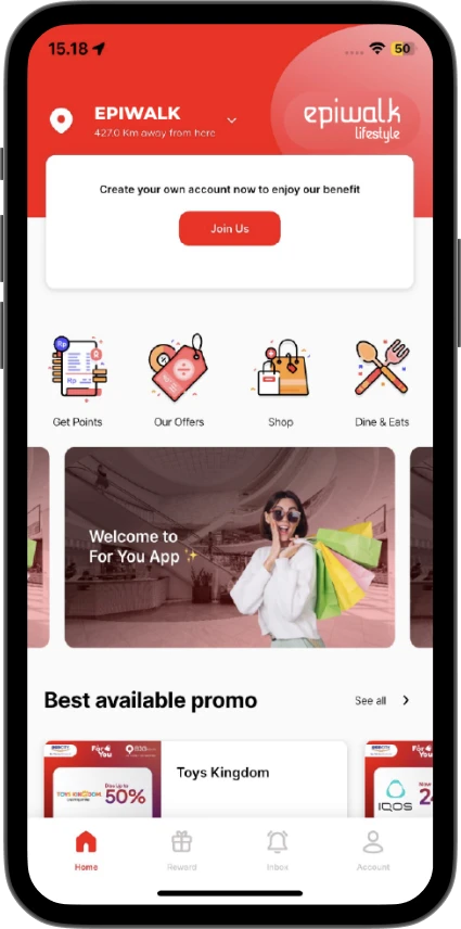 Open the ForYou app by Sinar Mas Land and navigate to the Collect menu on the Shopping Mall page.